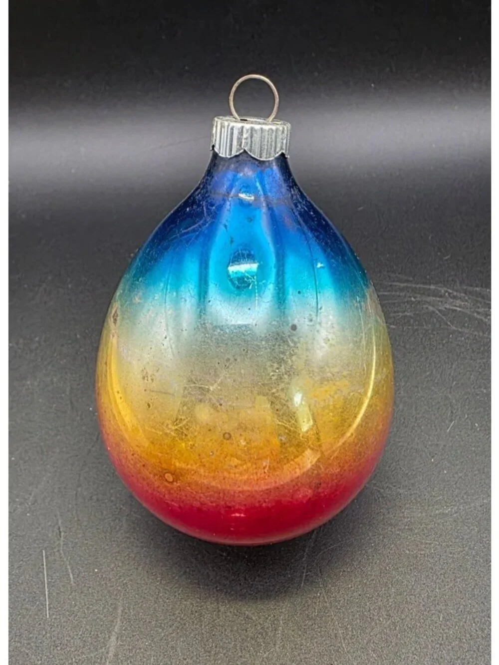 Vintage MCM Shiny Brite Ombre Tear Drop Mercury Glass Christmas Ornament